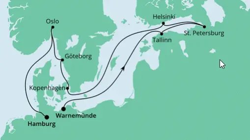AIDAaura Route: Baltikum & Skandinavien
