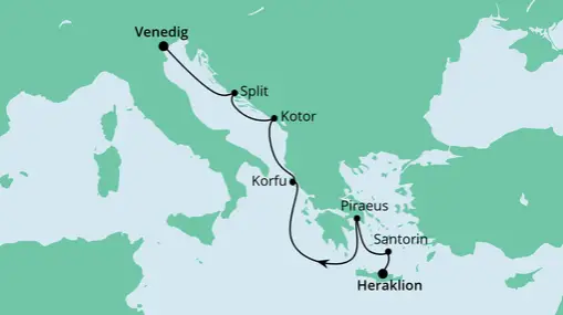 AIDAblu Route: Von Kreta nach Venedig