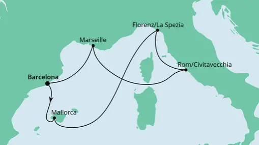 AIDAnova Route: Mediterrane Schätze