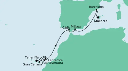 AIDAnova Route: Von Teneriffa nach Mallorca 3