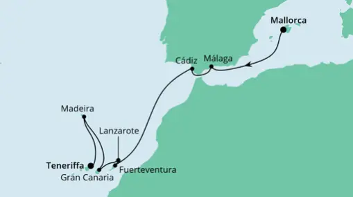 AIDAnova Route: Von Mallorca nach Teneriffa