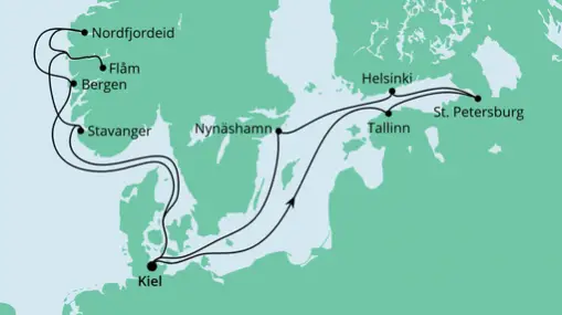AIDAprima Route: Norwegen & Ostsee