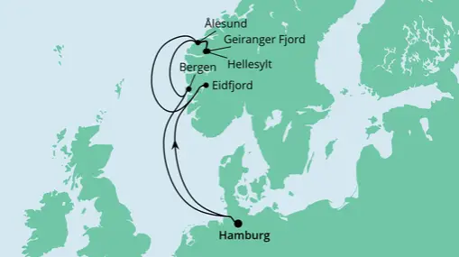 AIDAsol Route: Norwegens Fjorde ab Hamburg