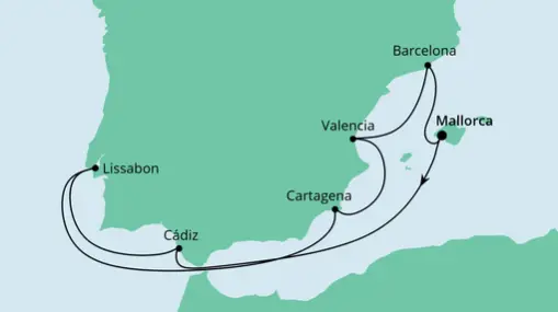 AIDAsol Route: Spanien mit Lissabon