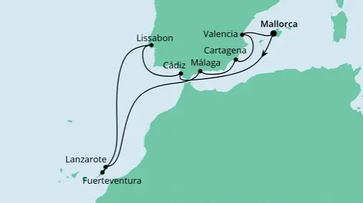 AIDAsol Route: Spanien, Portugal & Kanaren