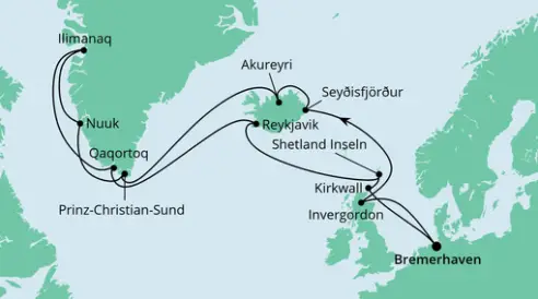 AIDA Nordsee-Kreuzfahrt 2022: Island & Grönland