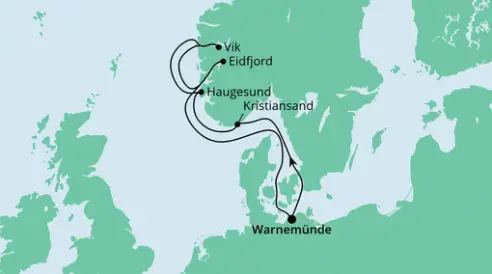 AIDA Nordsee-Kreuzfahrt 2022: Norwegens Fjorde ab Warnemünde