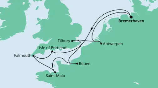 AIDA Nordsee-Kreuzfahrt 2023: Frankreich, Belgien & Großbritannien 2