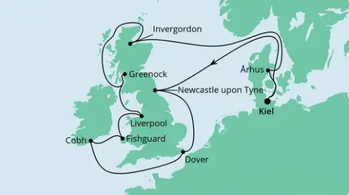 AIDA Nordsee-Kreuzfahrt 2023: Grossbritannien & Irland