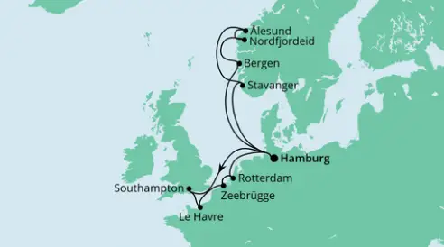 AIDA Nordsee-Kreuzfahrt 2023: Metropolen & Norwegen