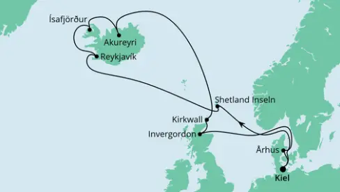 AIDA Nordsee-Kreuzfahrt 2023: Nordische Inseln mit Island
