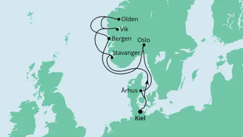 AIDA Nordsee-Kreuzfahrt 2023: Norwegens Küste mit Fjorden ab Kiel