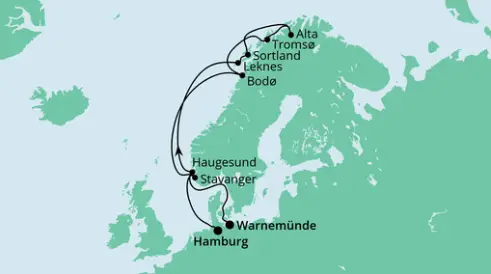 AIDA Nordsee-Kreuzfahrt 2024: Herbstliche Nordlichter ab Warnemünde