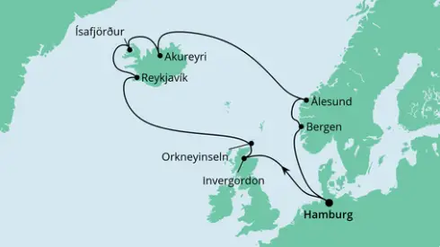 AIDA Nordsee-Kreuzfahrt 2024: Nordische Inseln & Island ab Hamburg