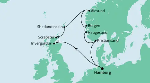 AIDA Nordsee-Kreuzfahrt 2024: Nordische Inseln & Norwegen