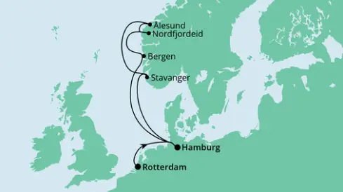 AIDA Nordsee-Kreuzfahrt 2024: Norwegen von Rotterdam nach Hamburg