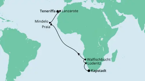 AIDA Afrika-Kreuzfahrt 2023: Kapstadt bis Teneriffa