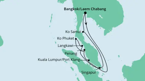 AIDA Asien-Kreuzfahrt 2024: Thailand, Malaysia & Singapur