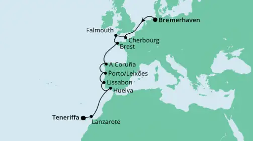 AIDA Kanaren-Kreuzfahrt 2023: Von Bremerhaven nach Teneriffa