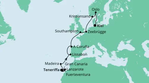 AIDA Kanaren-Kreuzfahrt 2023: Von Teneriffa nach Kiel