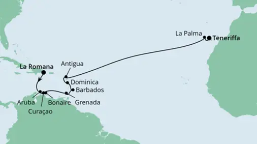 AIDA Karibik-Kreuzfahrt 2023: Von der Dominikanischen Republik nach Teneriffa