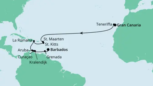 AIDA Karibik-Kreuzfahrt 2023: Gran Canaria bis Barbados