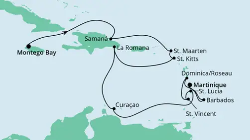 AIDA Karibik-Kreuzfahrt 2023: Karibik mit kleinen Antillen