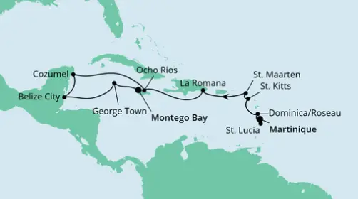 AIDA Karibik-Kreuzfahrt 2023: Kleinen Antillen mit Mexiko