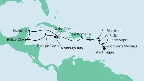 AIDA Karibik-Kreuzfahrt 2024: Kleine Antillen & Mexiko