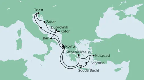 AIDA Östliches Mittelmeer-Kreuzfahrt 2022: Adria und Griechenland