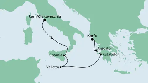 AIDA Östliches Mittelmeer-Kreuzfahrt 2022: Von Rom nach Korfu