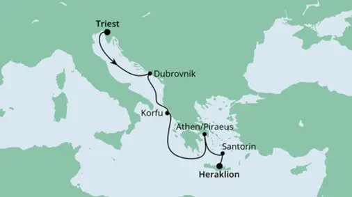 AIDA Östliches Mittelmeer-Kreuzfahrt 2022: Von Triest nach Kreta