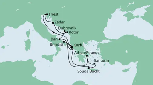 AIDA Östliches Mittelmeer-Kreuzfahrt 2023: Adria und Griechenland