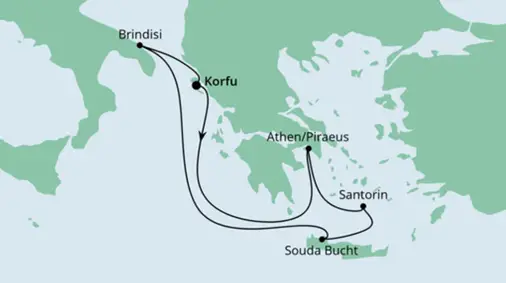 AIDA Östliches Mittelmeer-Kreuzfahrt 2023: Griechenland ab Korfu
