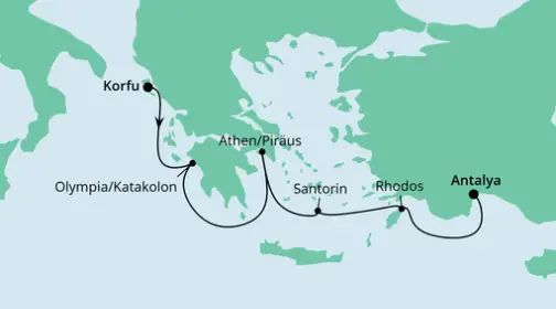 AIDA Östliches Mittelmeer-Kreuzfahrt 2023: Von Korfu nach Antalya