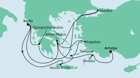 AIDA Östliches Mittelmeer-Kreuzfahrt 2024: Von Korfu nach Antalya 1