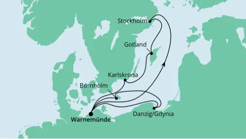AIDA Ostsee-Kreuzfahrt 2023: Schweden mit Danzig & Bornholm