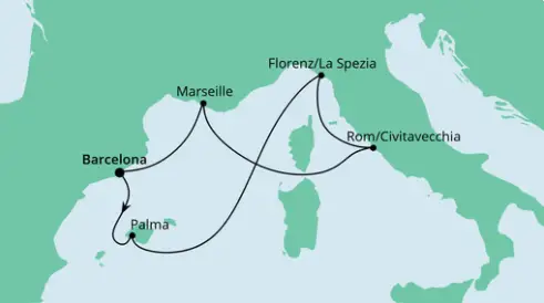 AIDA Westliches Mittelmeer-Kreuzfahrt 2022: Mediterrane Schätze ab Barcelona