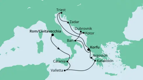 AIDA Westliches Mittelmeer-Kreuzfahrt 2022: Rom nach Korfu