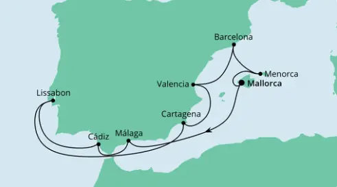 AIDA Westliches Mittelmeer-Kreuzfahrt 2022: Spanien, Portugal & Balearen