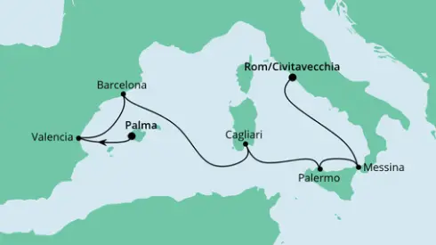 AIDA Westliches Mittelmeer-Kreuzfahrt 2022: Von Mallorca nach Rom