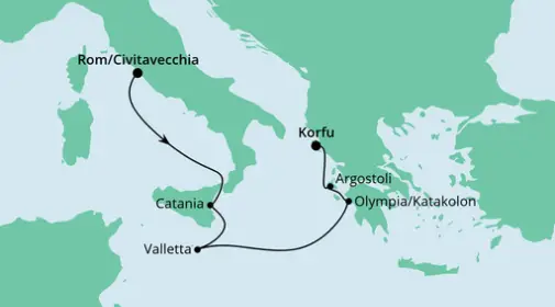 AIDA Westliches Mittelmeer-Kreuzfahrt 2023: Von Civitavecchia nach Korfu