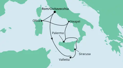 AIDA Westliches Mittelmeer-Kreuzfahrt 2023: Italien und Malta