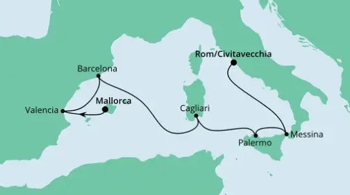 AIDA Westliches Mittelmeer-Kreuzfahrt 2023: Von Mallorca nach Civitavecchia