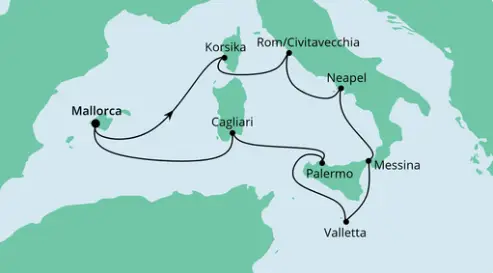 AIDA Westliches Mittelmeer-Kreuzfahrt 2024: Italien & Mittelmeerinseln