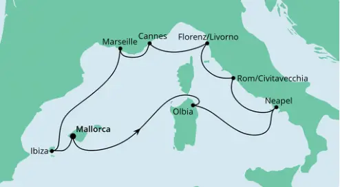AIDA Westliches Mittelmeer-Kreuzfahrt 2024: Mediterrane Highlights