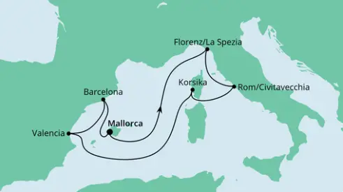 AIDA Westliches Mittelmeer-Kreuzfahrt 2024: Mediterrane Schätze ab Valencia