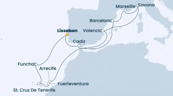 Costa Kanaren-Kreuzfahrt 2023: Mittelmeer ab Lissabon