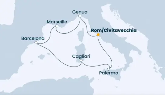 Costa Mittelmeer-Kreuzfahrt 2023: Mittelmeer ab Rom