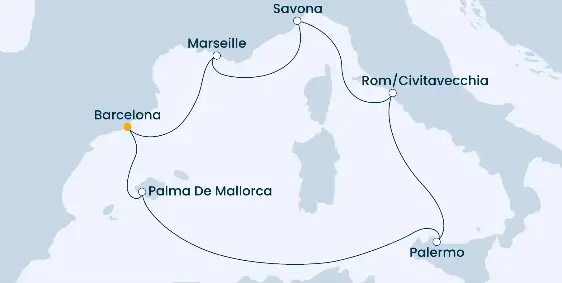 Costa Mittelmeer-Kreuzfahrt 2024: Mittelmeer ab Barcelona
